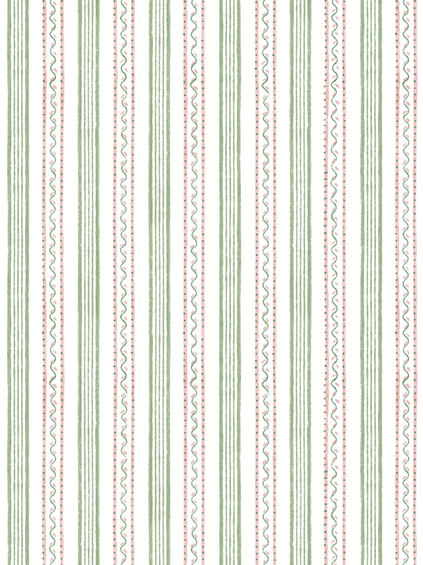 Dado Atelier Wiggle Stripe Green and Pink wallpaper